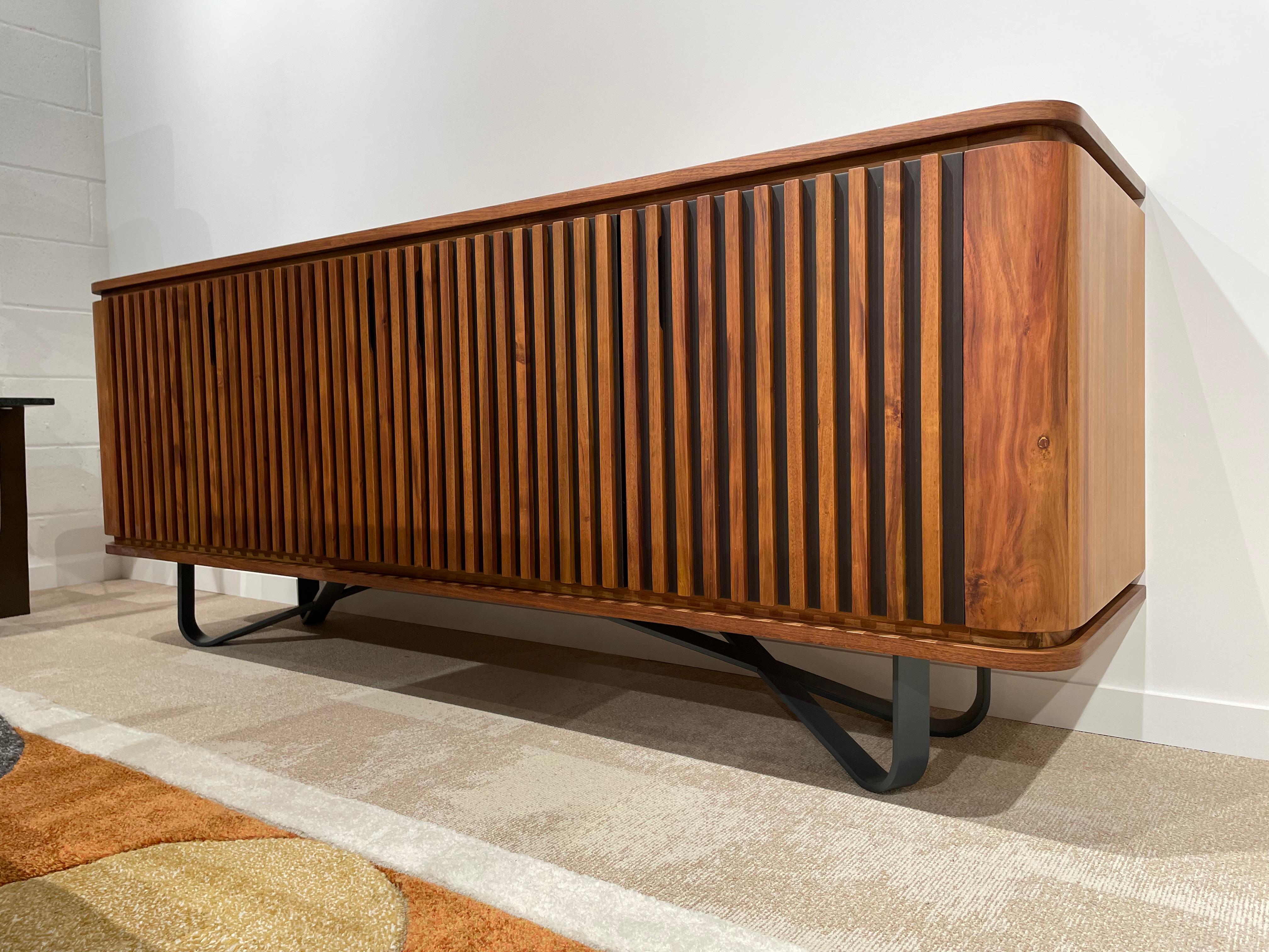 Mid-Century Modern 1950s Design and Mcm Style Wood and Metal Sideboard For Sale
