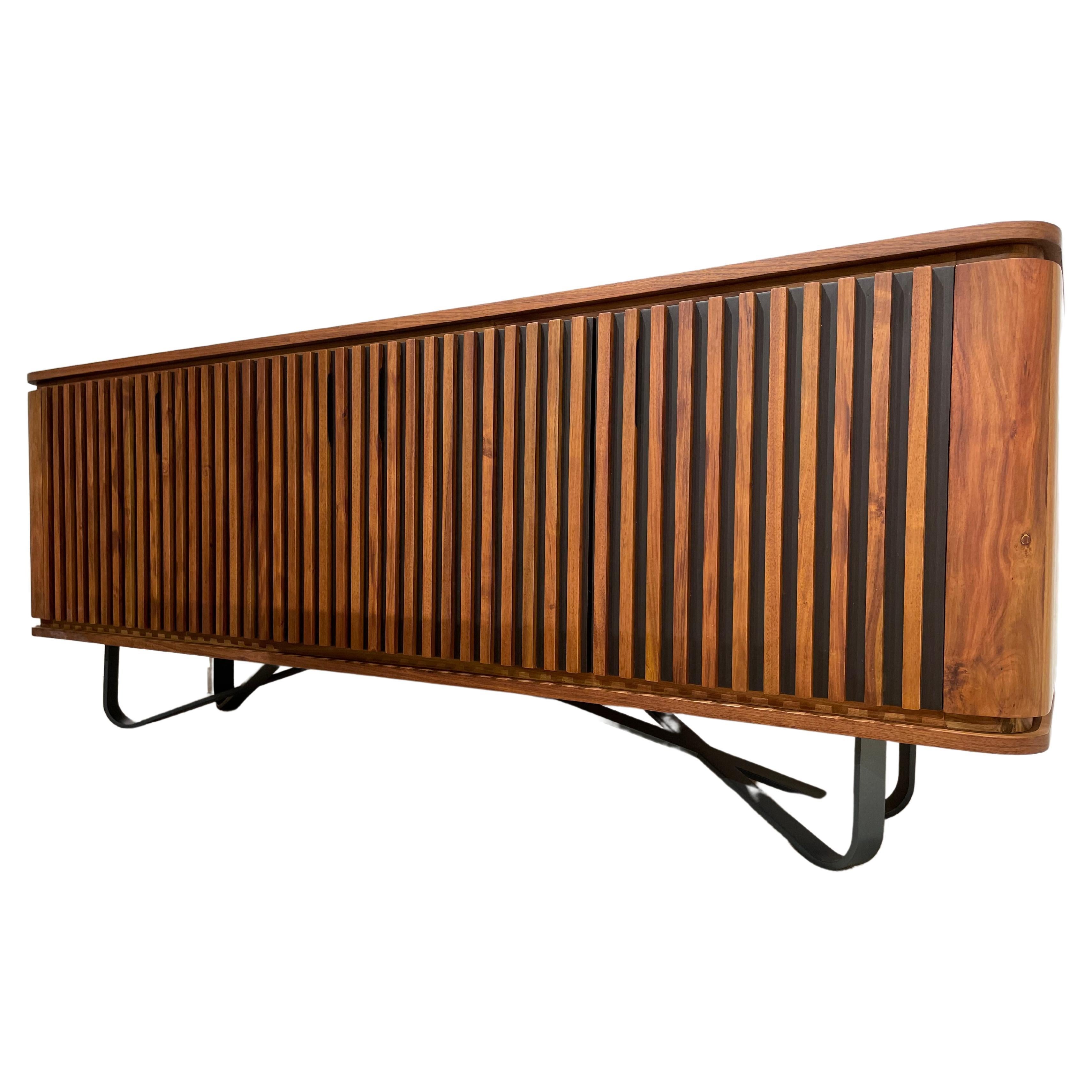 1950s Design and Mcm Style Wood and Metal Sideboard For Sale