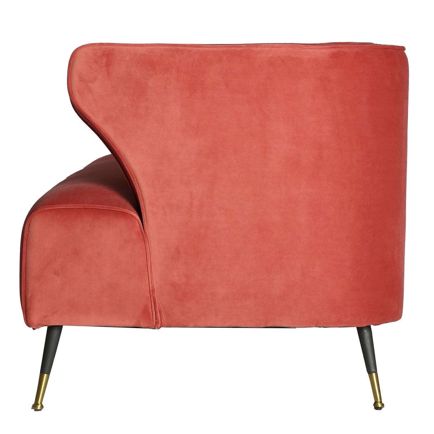 coral velvet sofa