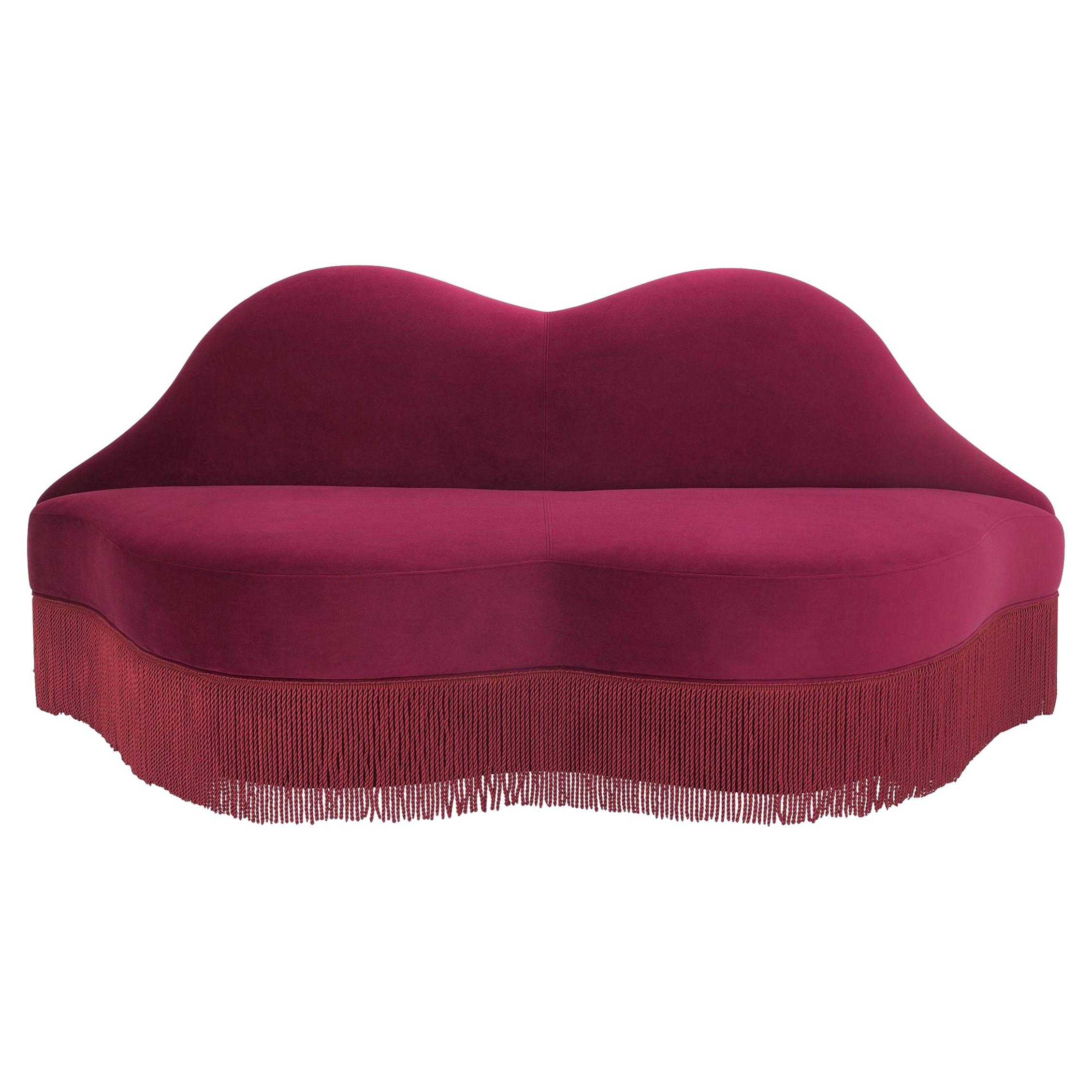 1950s Design Burlesque Bordeaux Velvet Sofa