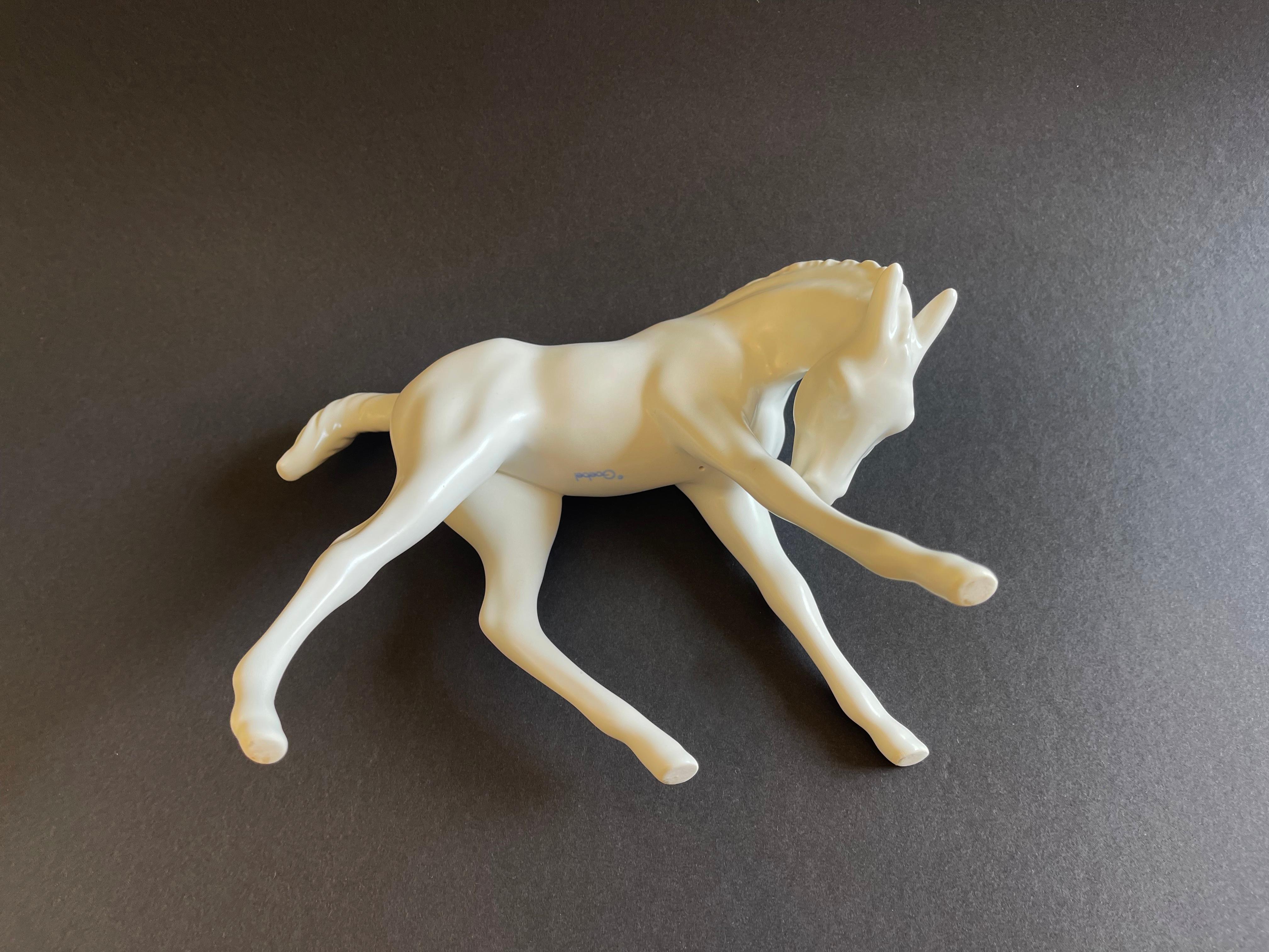 1950s Design Foal by Goebel, Mid Century White Porcelain Art Horse, West Germany For Sale 4