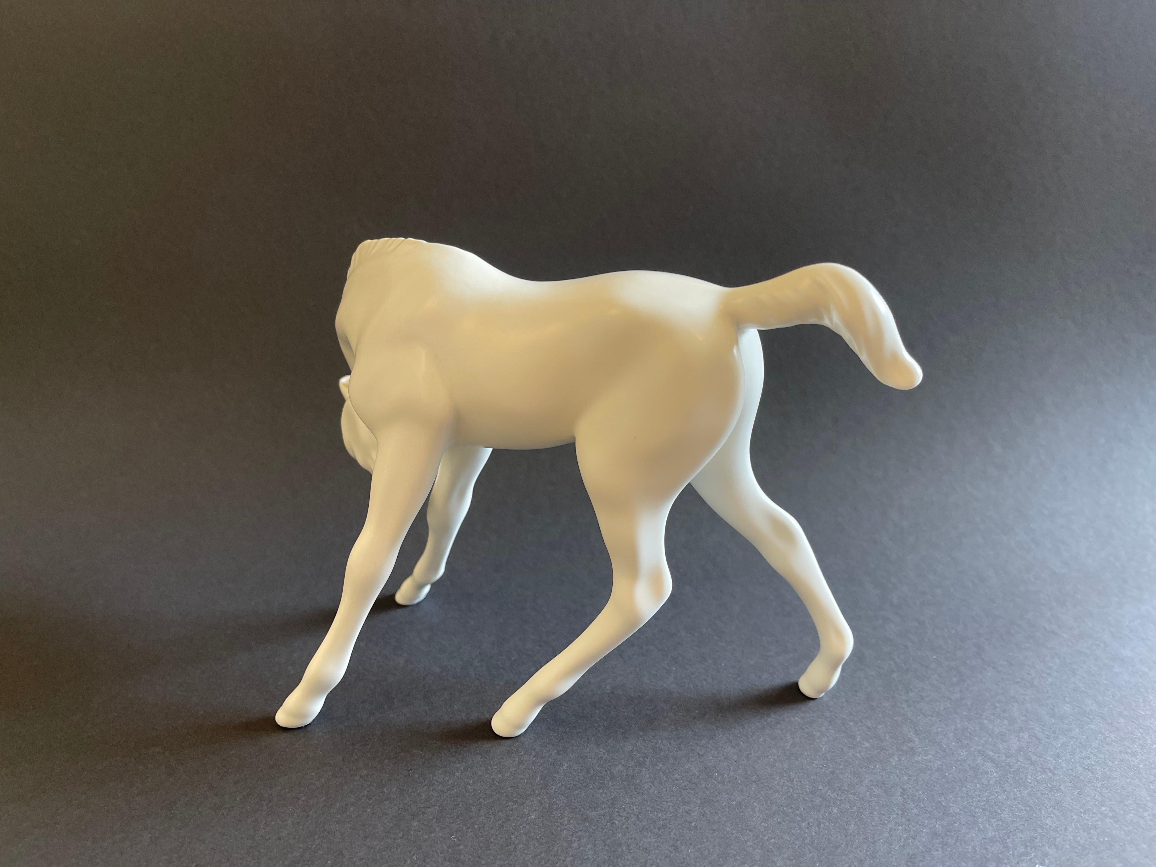 20th Century 1950s Design Foal by Goebel, Mid Century White Porcelain Art Horse, West Germany For Sale