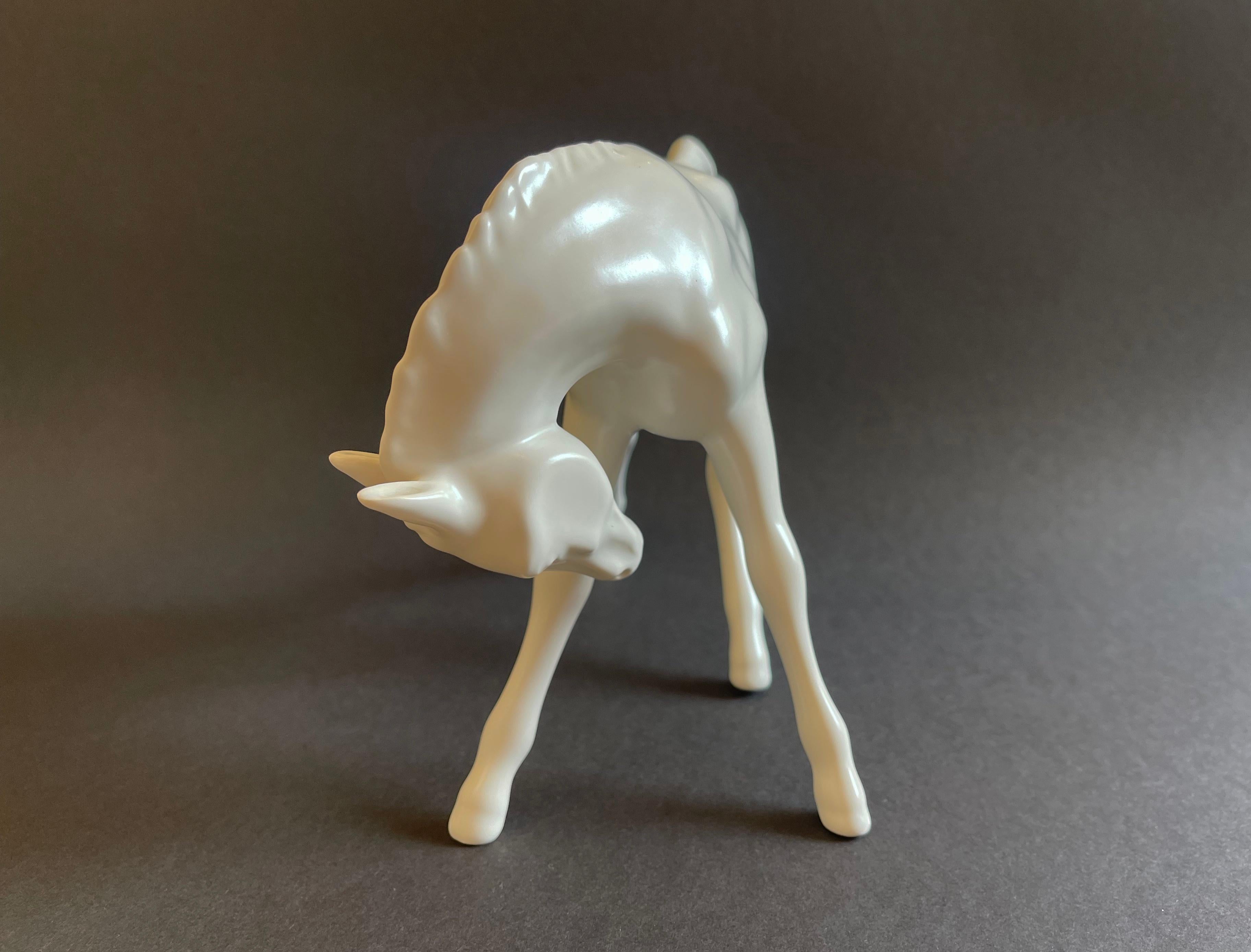 1950s Design Foal by Goebel, Mid Century White Porcelain Art Horse, West Germany For Sale 1