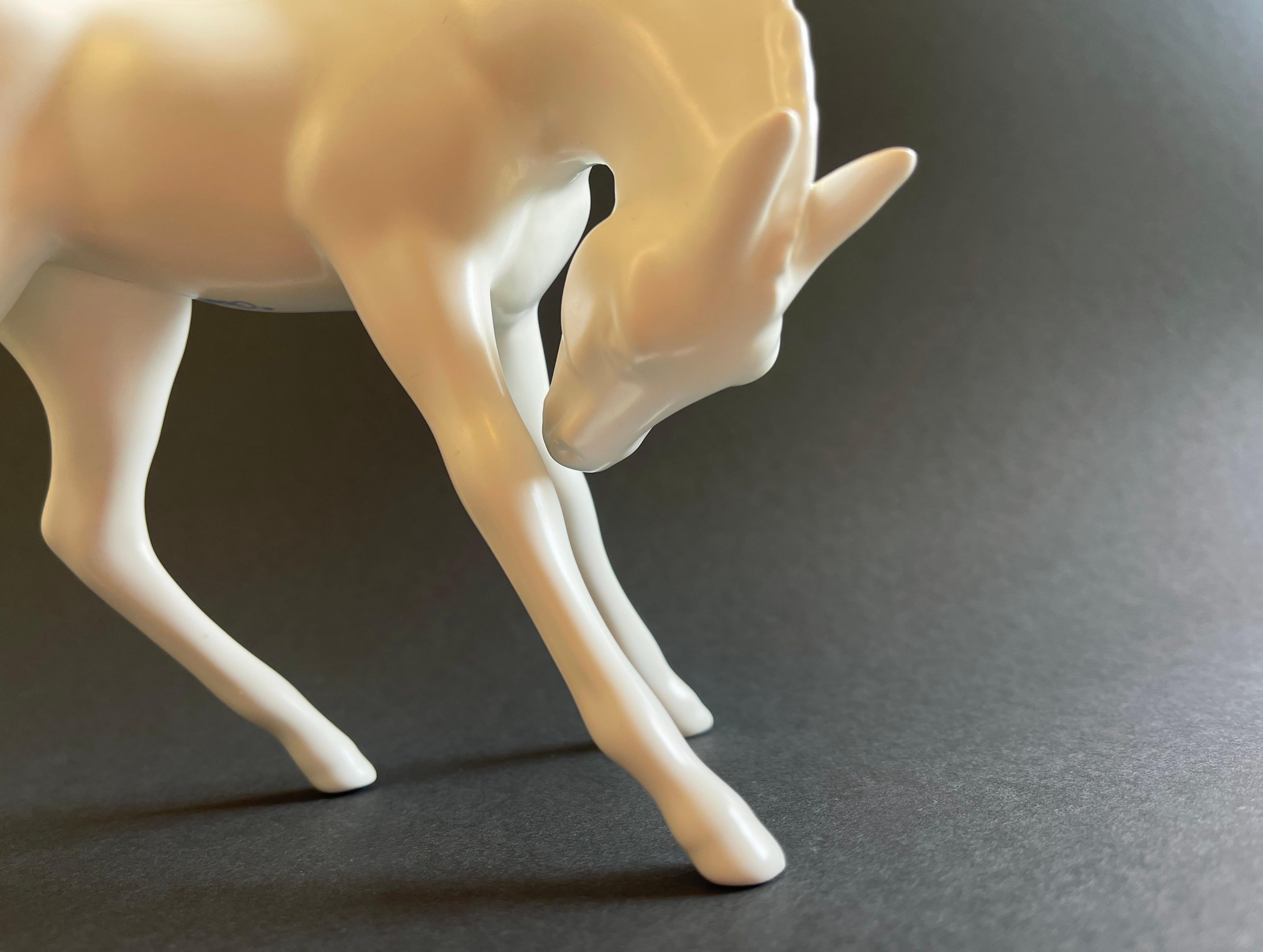 1950s Design Foal by Goebel, Mid Century White Porcelain Art Horse, West Germany For Sale 2