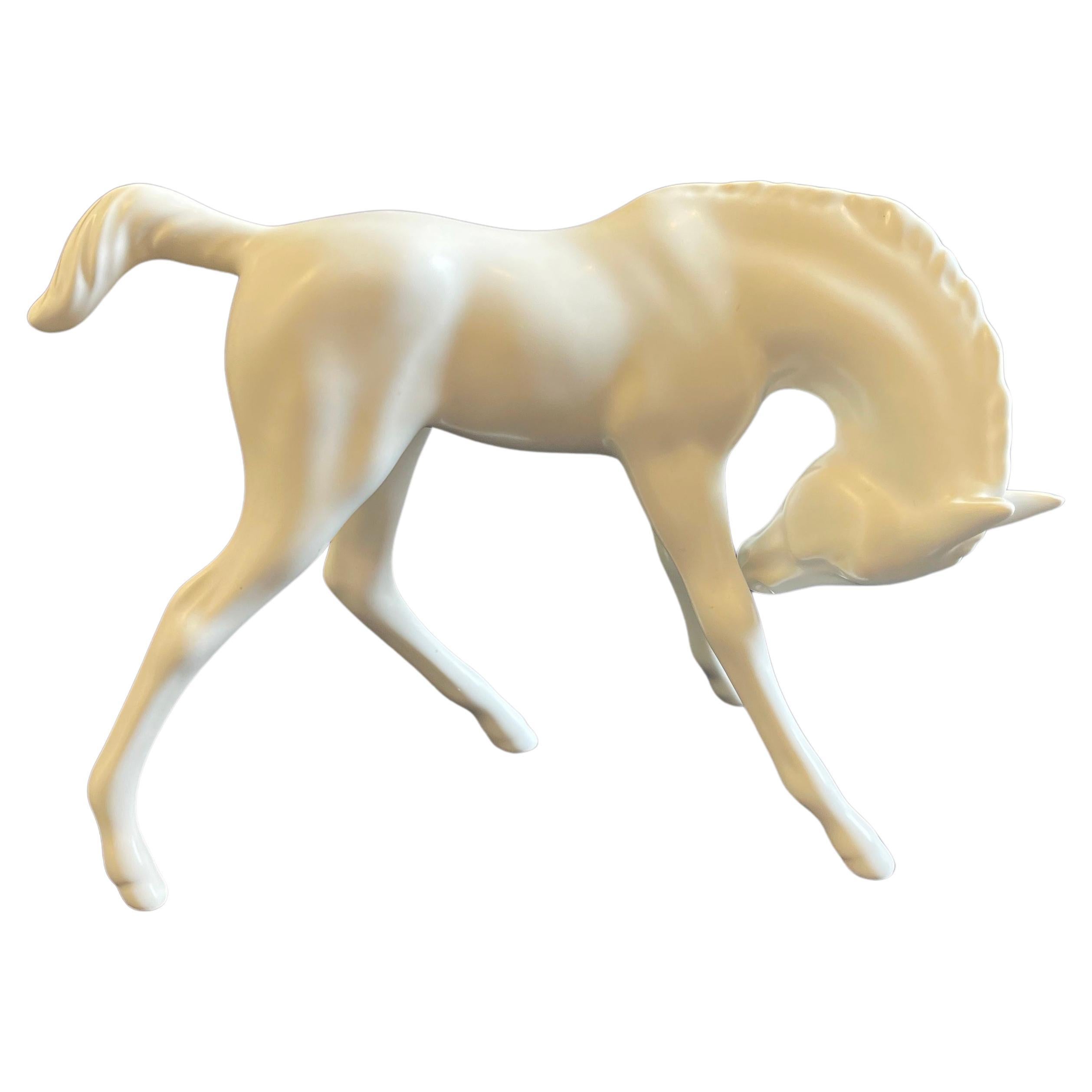 1950s Design Foal by Goebel, Mid Century White Porcelain Art Horse, West Germany