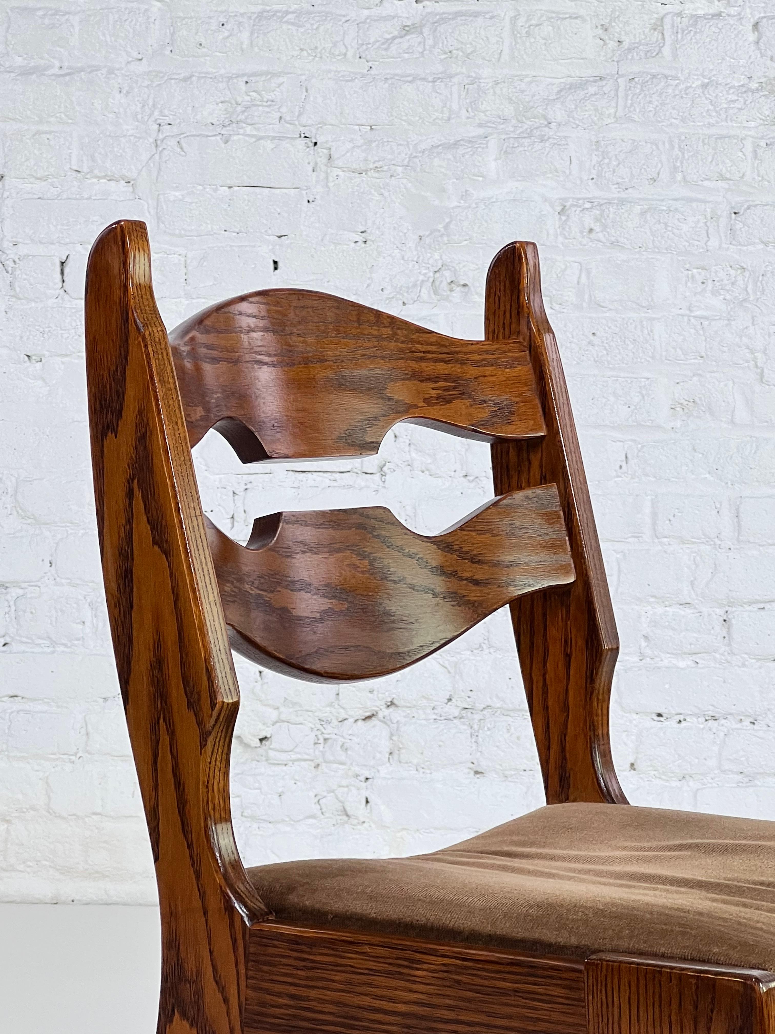Design-Set aus 6 Stühlen aus Eiche, Holz und Samt, 1950er Jahre im Angebot 3