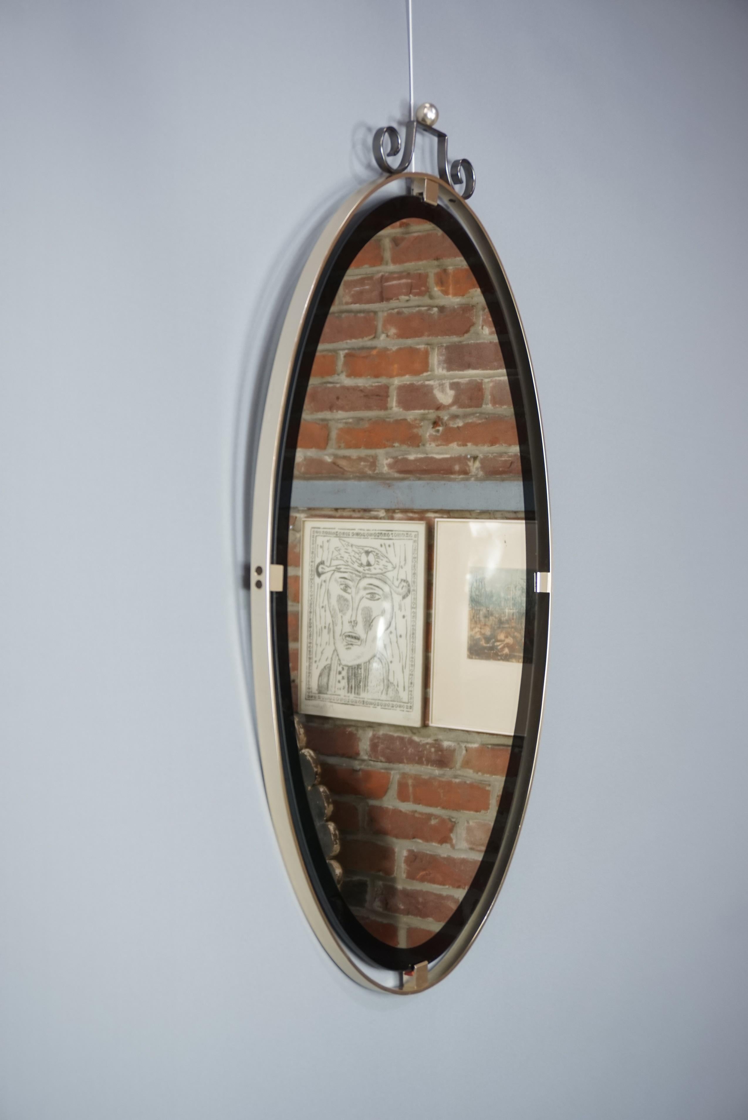 Mid-20th Century 1950s Design Oval and Hanging Mirror