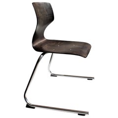 1950s Design Pagholz Pagwood Ergonomic Resin Plywood Chrome Stacking Desk Chair