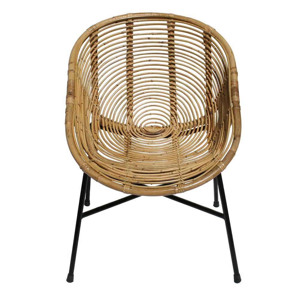 1950s Design Rattan and Black Metal Armchair In New Condition In Tourcoing, FR