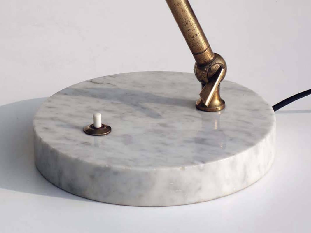 Milieu du XXe siècle 1950s Design Stilux Milano Green Perspex Brass Marble Table Lamp en vente