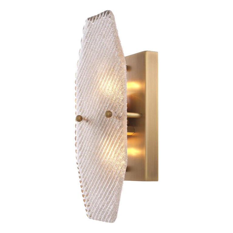 Curated visual reference: Visual Reference: 1950S Design Style Brass And Textured Glass Wall Light For