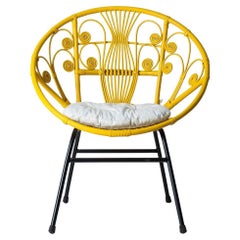 1950s Design Style Rattan And Metal Peacock Armchair