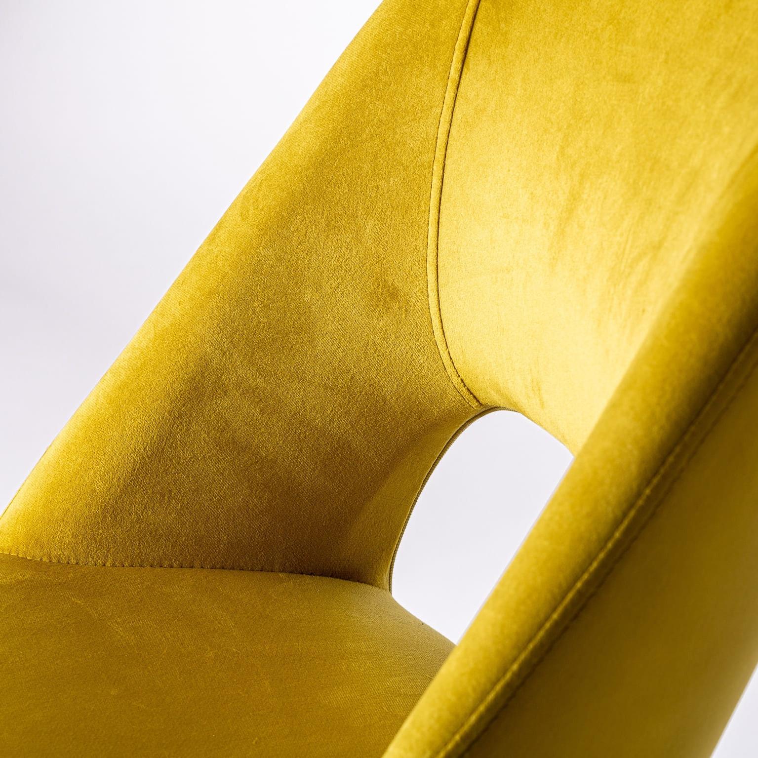 Mid-Century Modern 1950s Design Style Yellow Velvet Chair For Sale