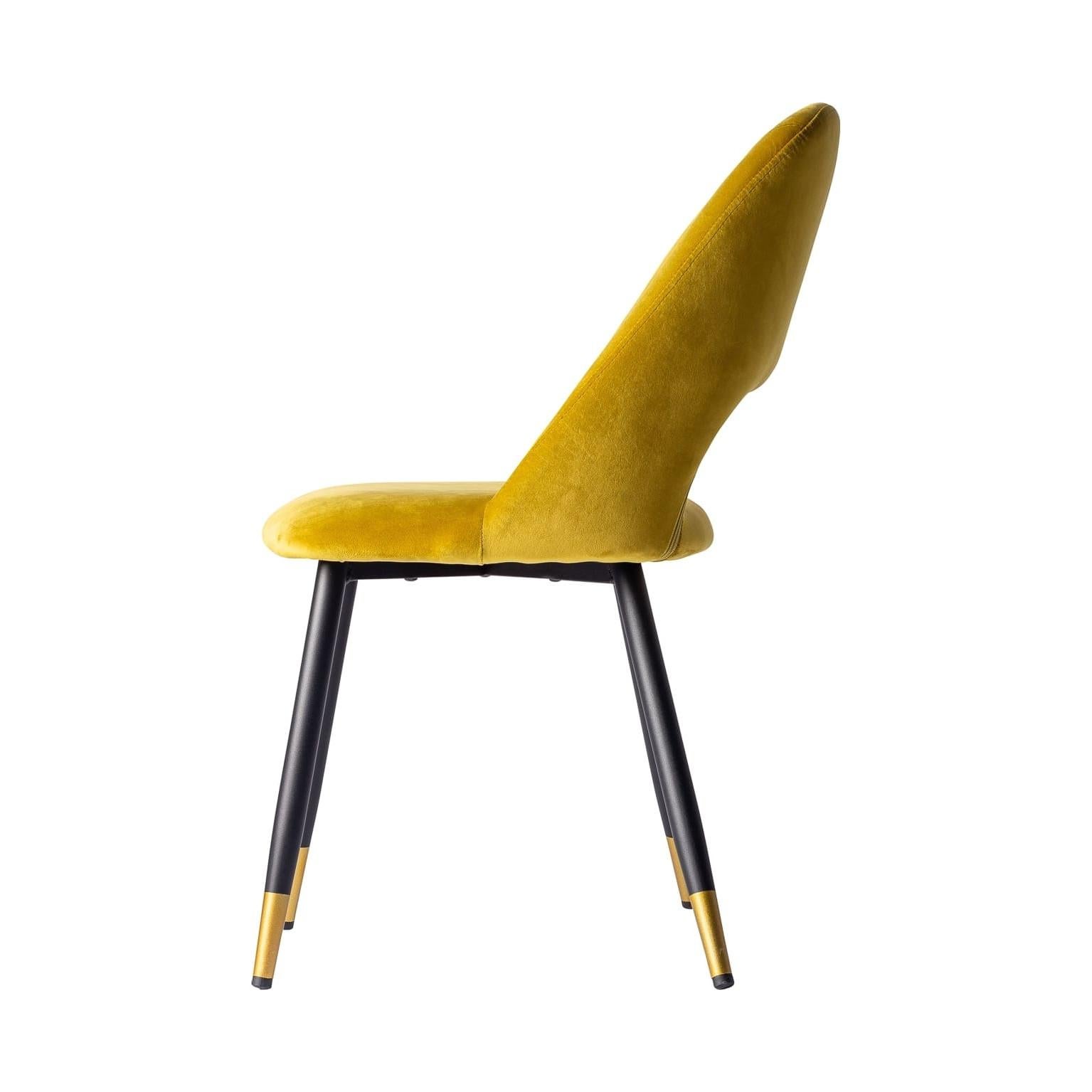 Contemporary 1950s Design Style Yellow Velvet Chair For Sale