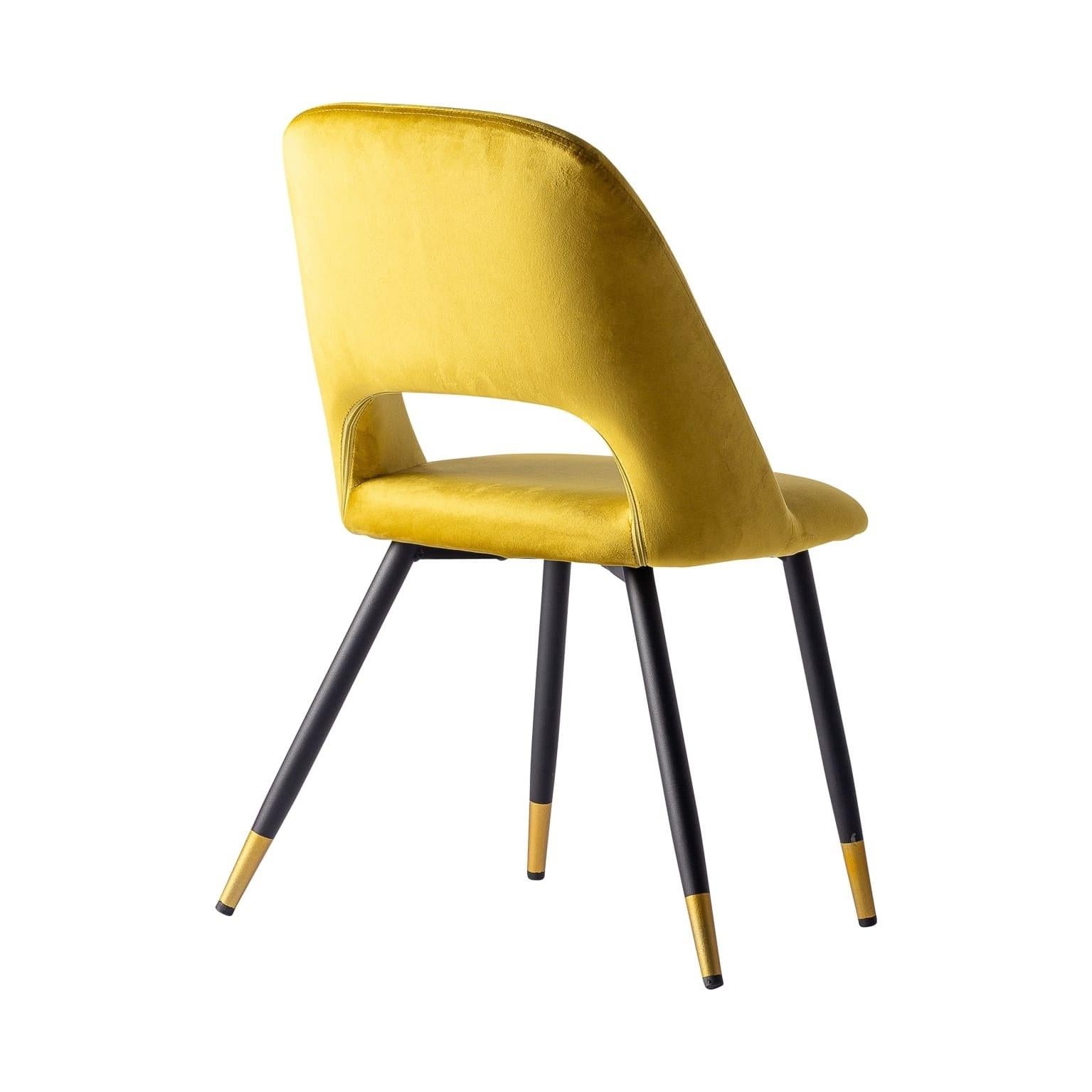 Stainless Steel 1950s Design Style Yellow Velvet Chair For Sale