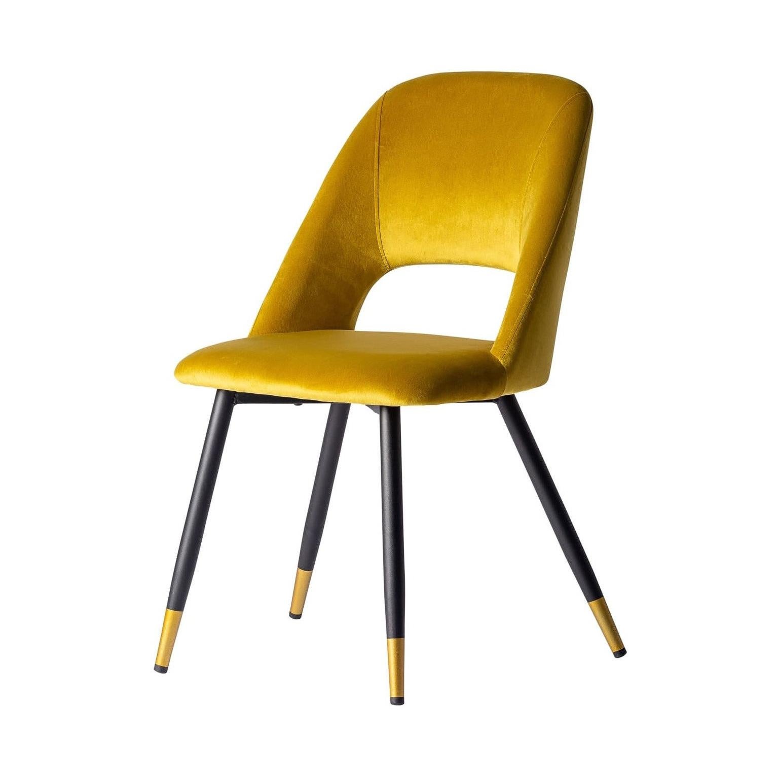 Chaise en velours jaune de style design des années 1950