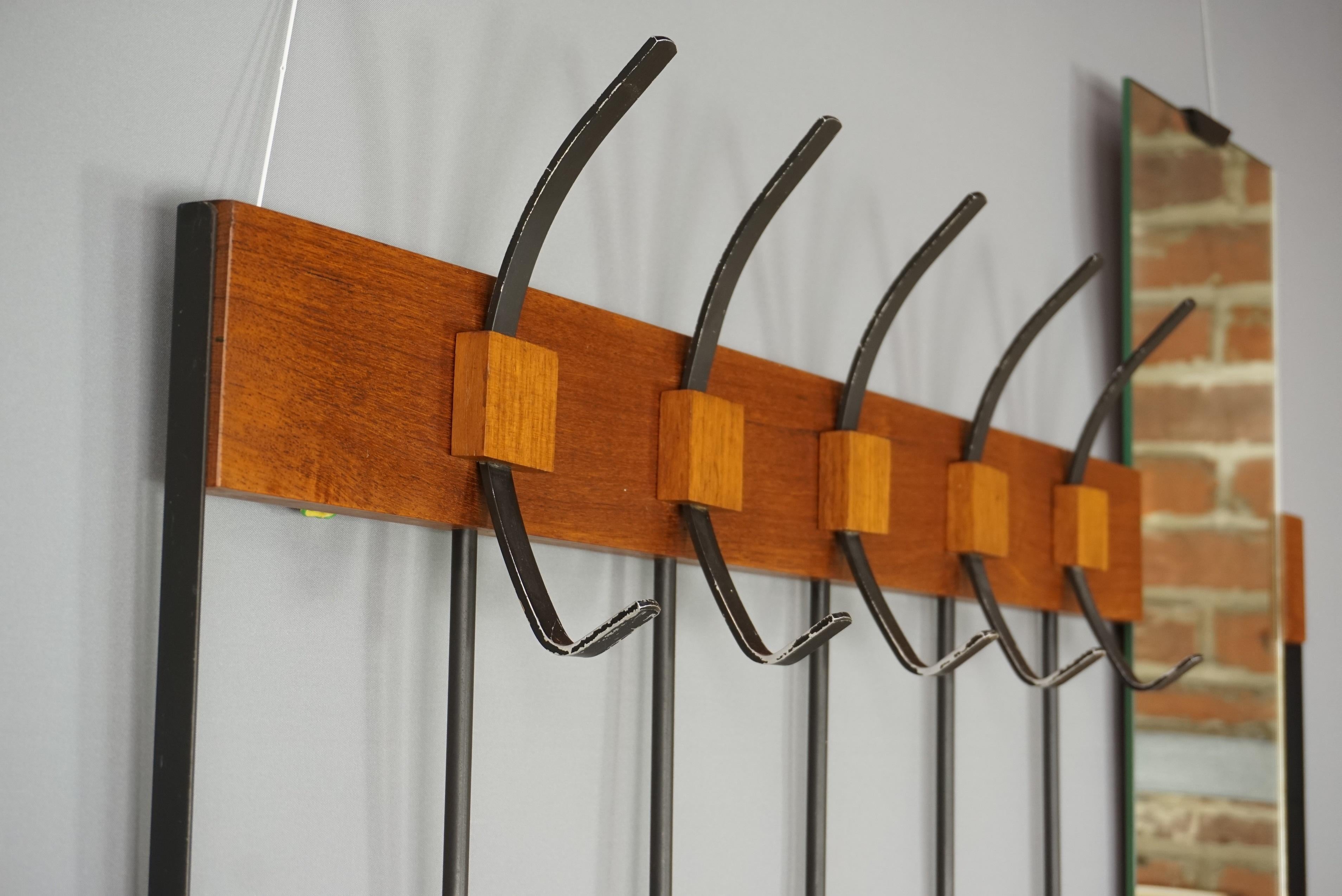 French 1950s Design Wall Mounted Coat Rack