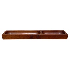 1950s Desk Organizer Accessory Tray in Solid Mahogany Wood Mexico City Modernism