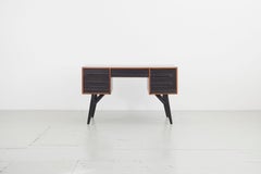 1950s Desk with Elegant, Slanted Solid Wood Legs