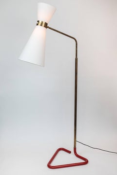 1950s Diabolo Floor Lamp in Metal and Brass by Stablet, France