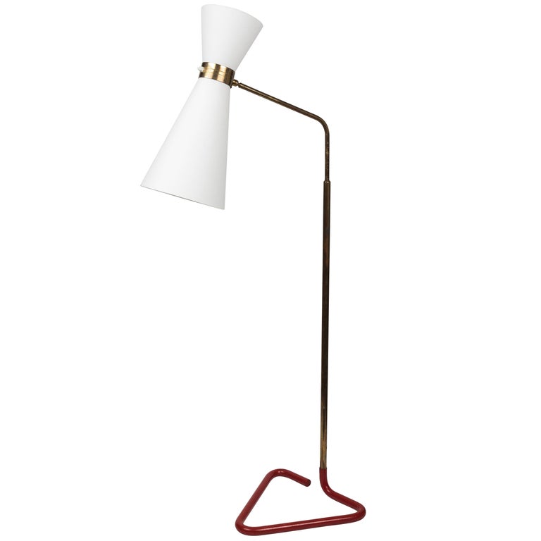 1950s Diabolo Floor Lamp in Metal and Brass by Stablet, France at 1stDibs