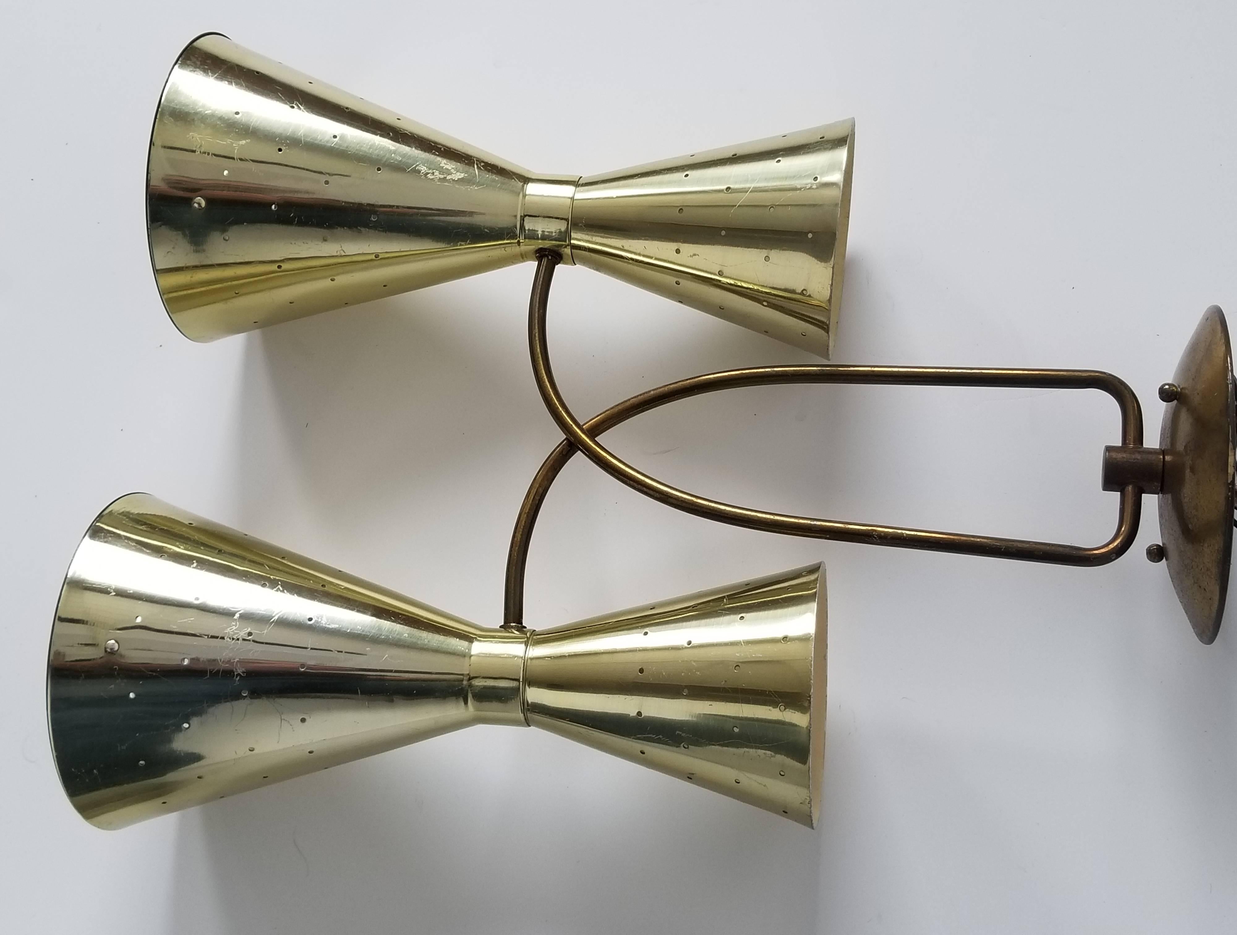 Mid-20th Century 1950s Diabolo / Hourglass Brass-Plated Flush Mount from Electrolier For Sale