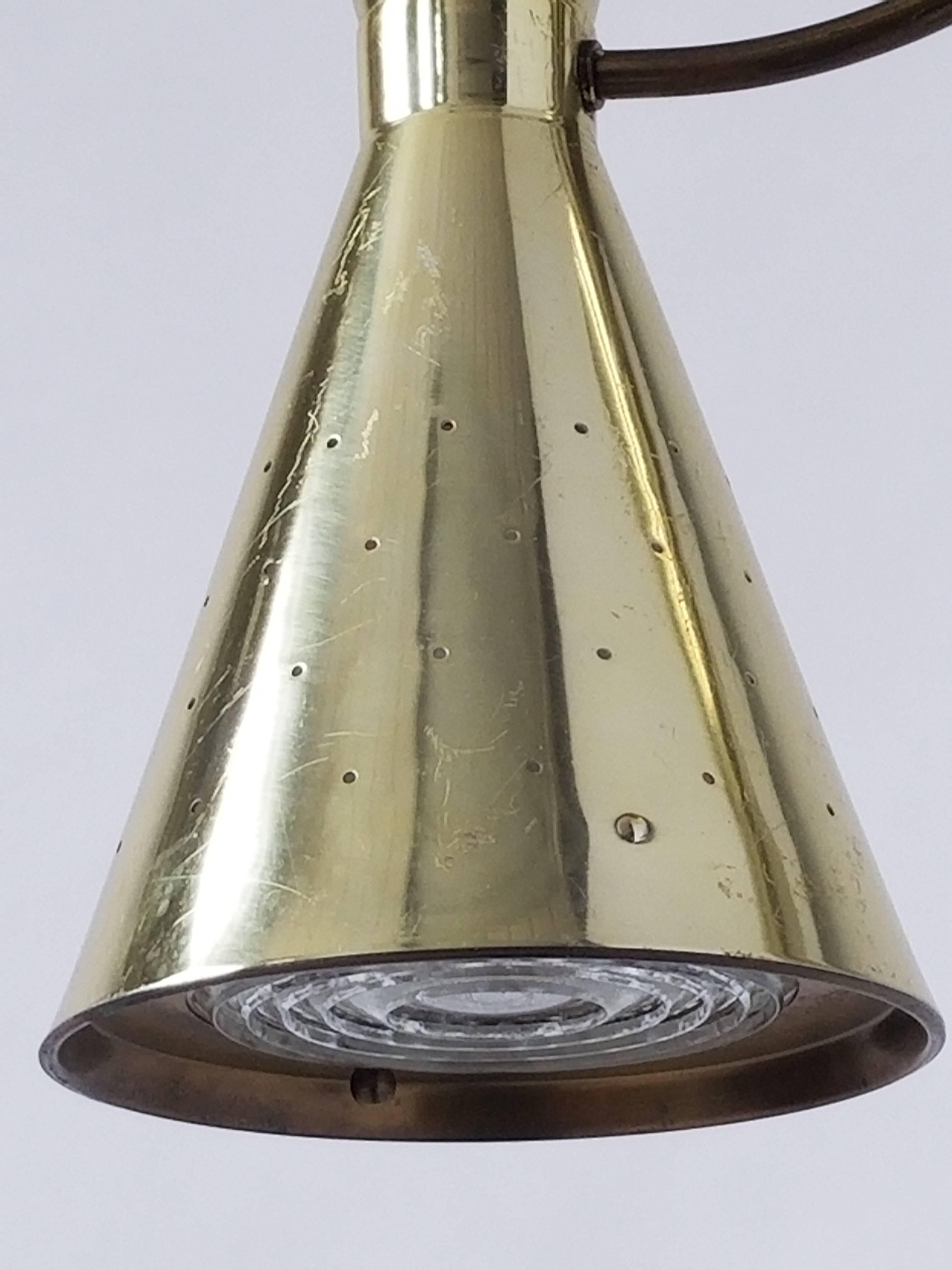 Diabolo / Sanduhr Einbaubeleuchtung aus Messing von Electrolier, 1950er Jahre im Angebot 1