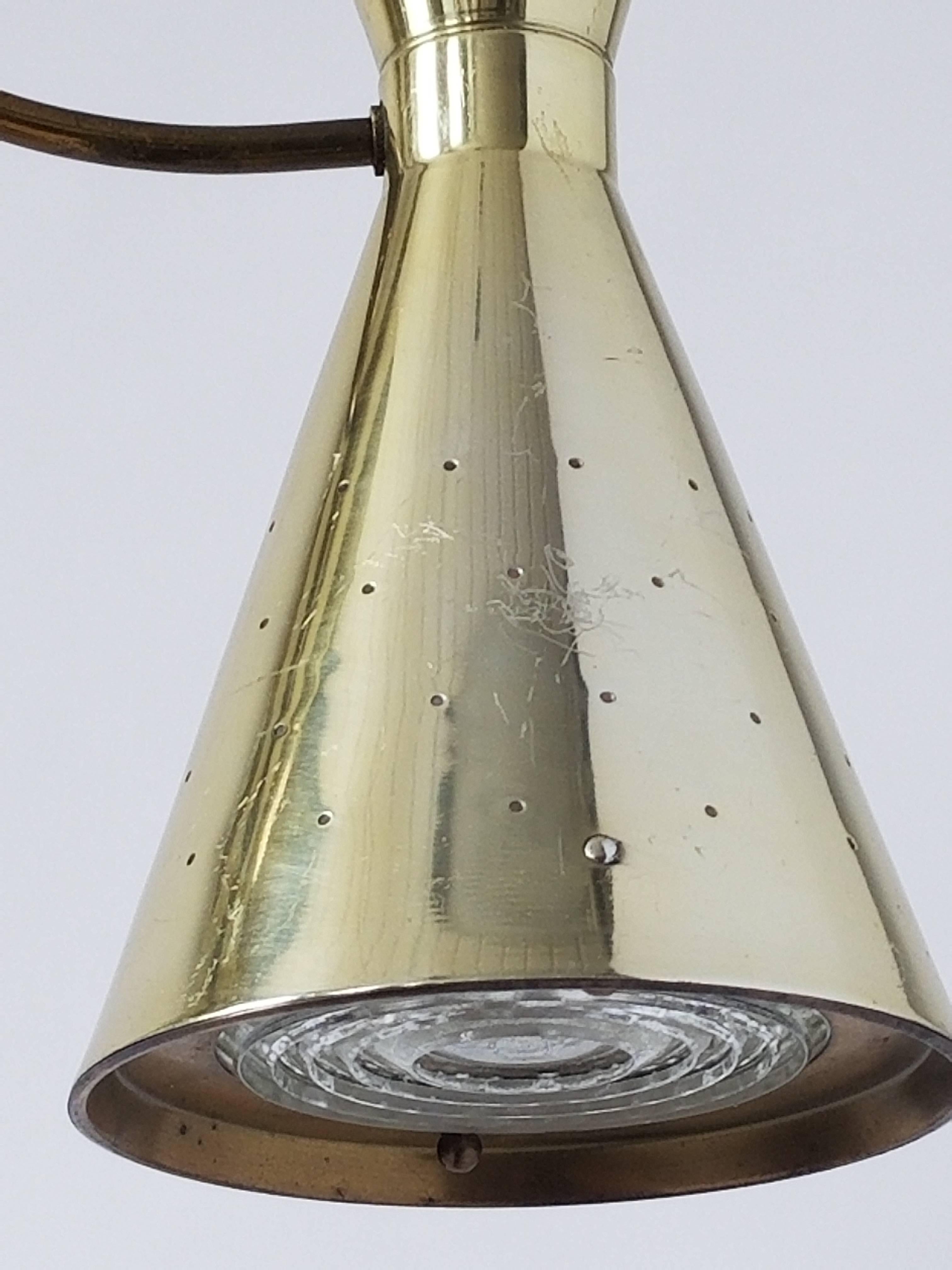 1950s Diabolo / Hourglass Brass-Plated Flush Mount from Electrolier For Sale 2