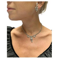 1950er Diamanté Parure: Choker-Halskette + Ohrclips