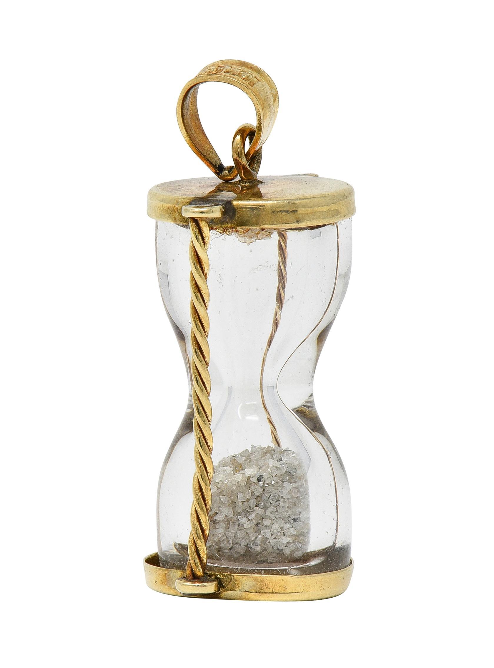 da uomo o donna Charm a clessidra d'epoca con diamante del 1950 in oro giallo 10 carati in vendita