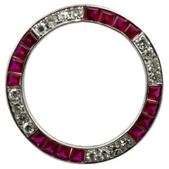 1950's Diamond 14 Karat White Gold Circle Vintage Brooch Pin