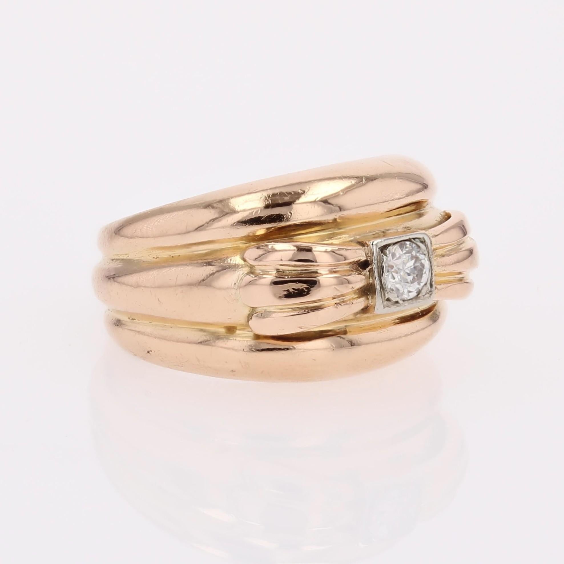 1950er Jahre Diamant 18 Karat Gelbgold Großer Ring im Angebot 5