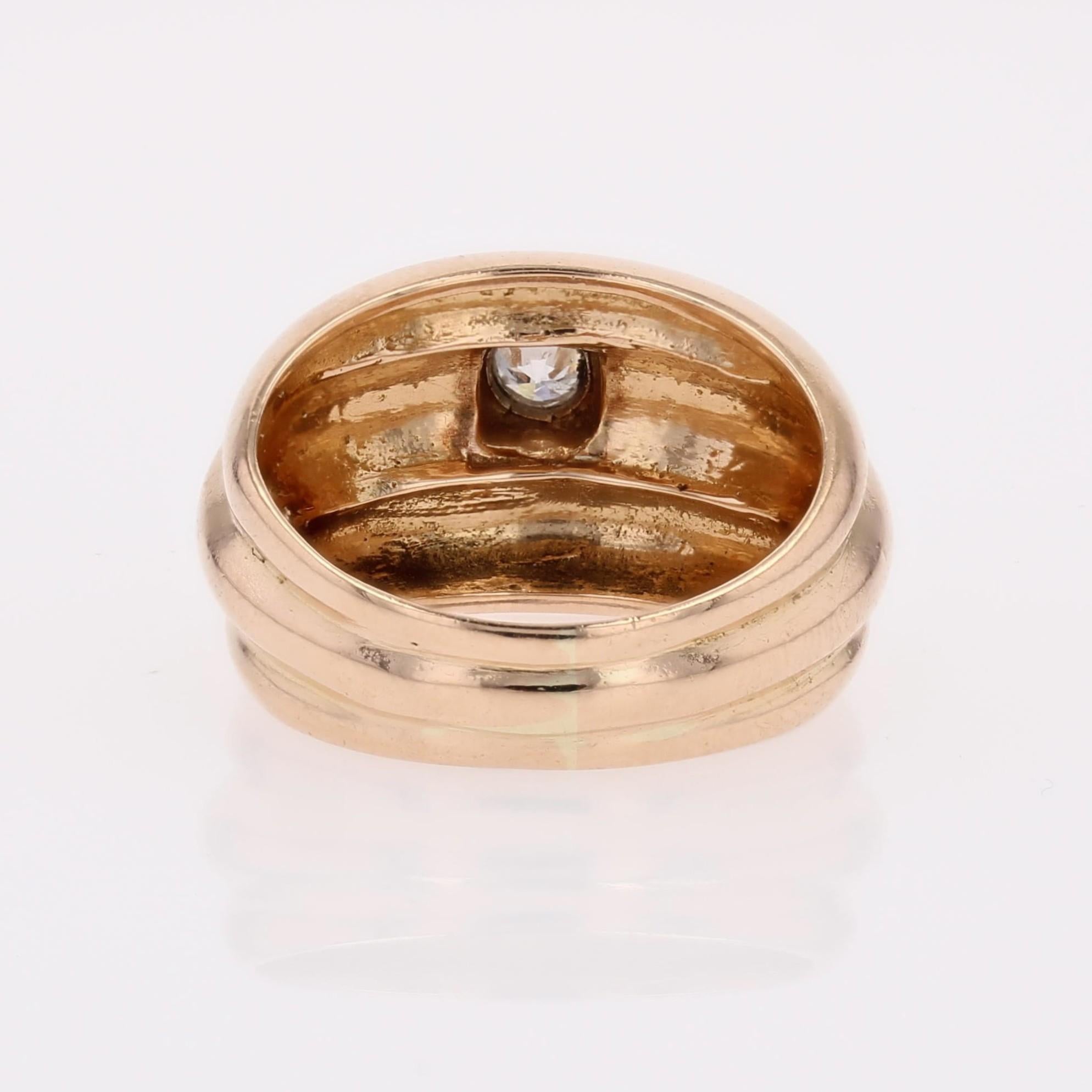 1950er Jahre Diamant 18 Karat Gelbgold Großer Ring im Angebot 8