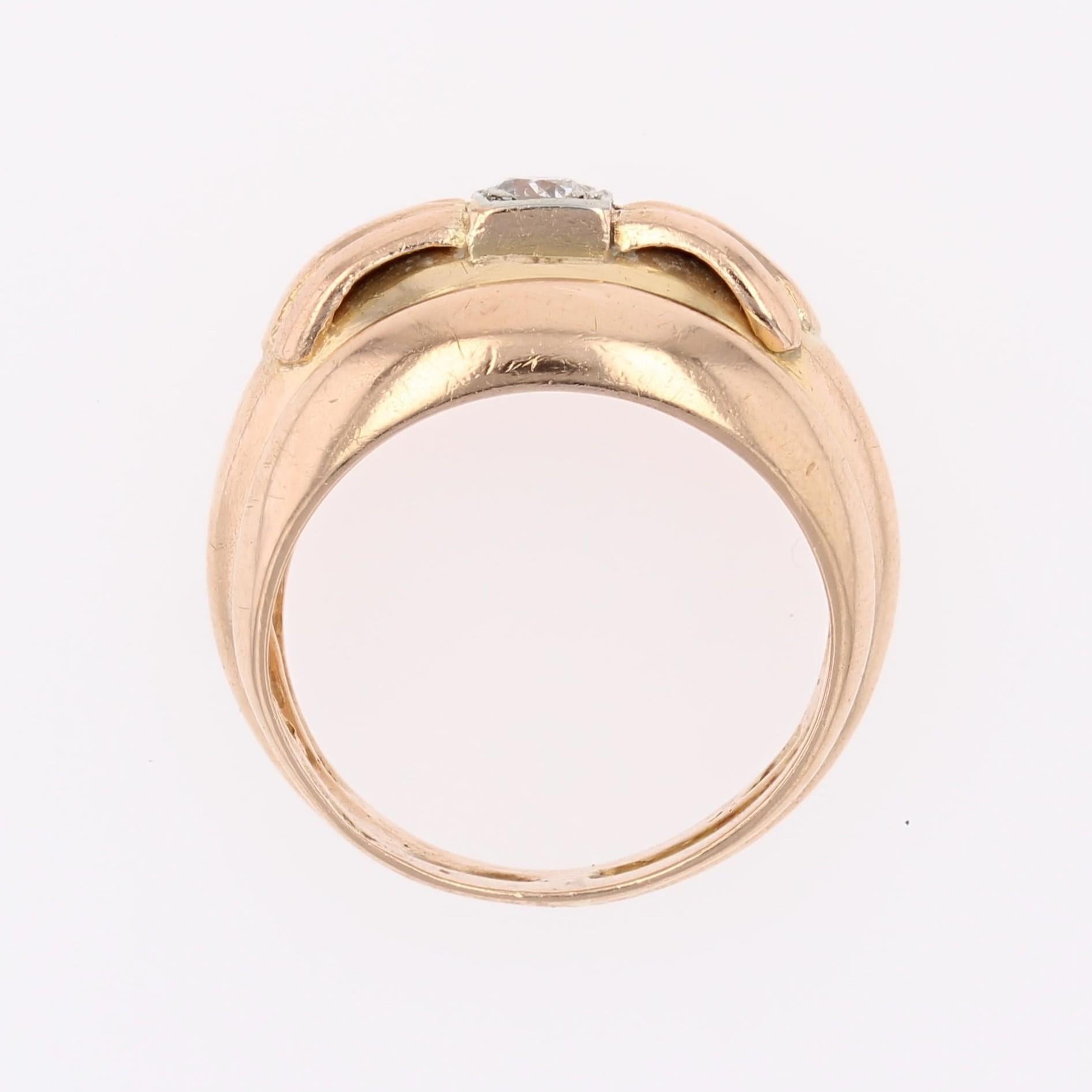 1950er Jahre Diamant 18 Karat Gelbgold Großer Ring im Angebot 9