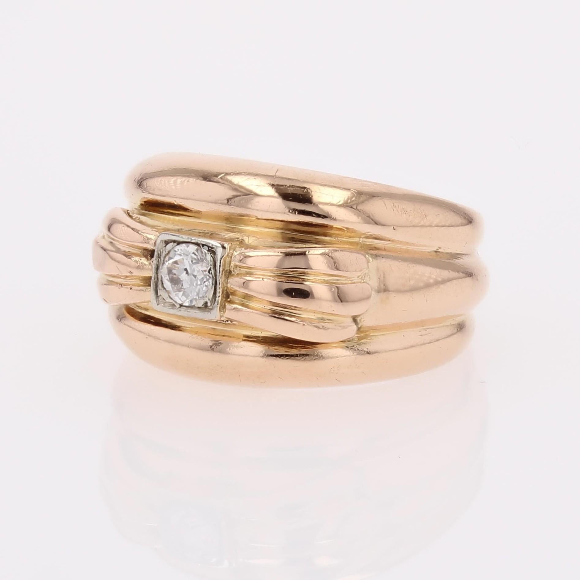 1950er Jahre Diamant 18 Karat Gelbgold Großer Ring im Angebot 2
