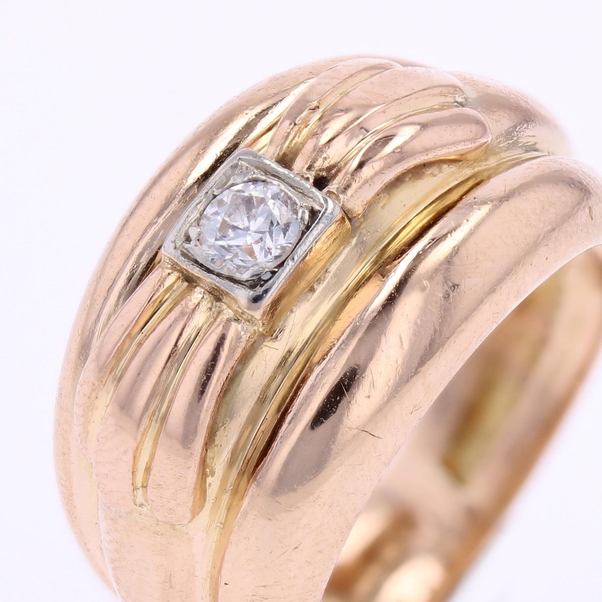 1950er Jahre Diamant 18 Karat Gelbgold Großer Ring im Angebot 3