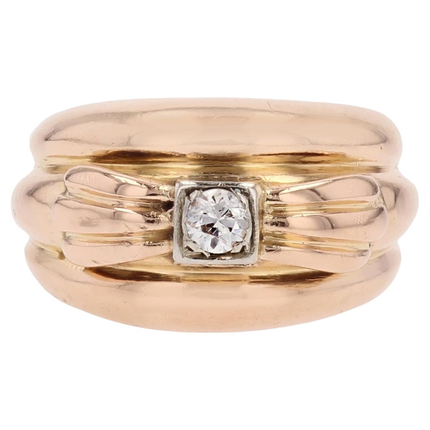 1950er Jahre Diamant 18 Karat Gelbgold Großer Ring
