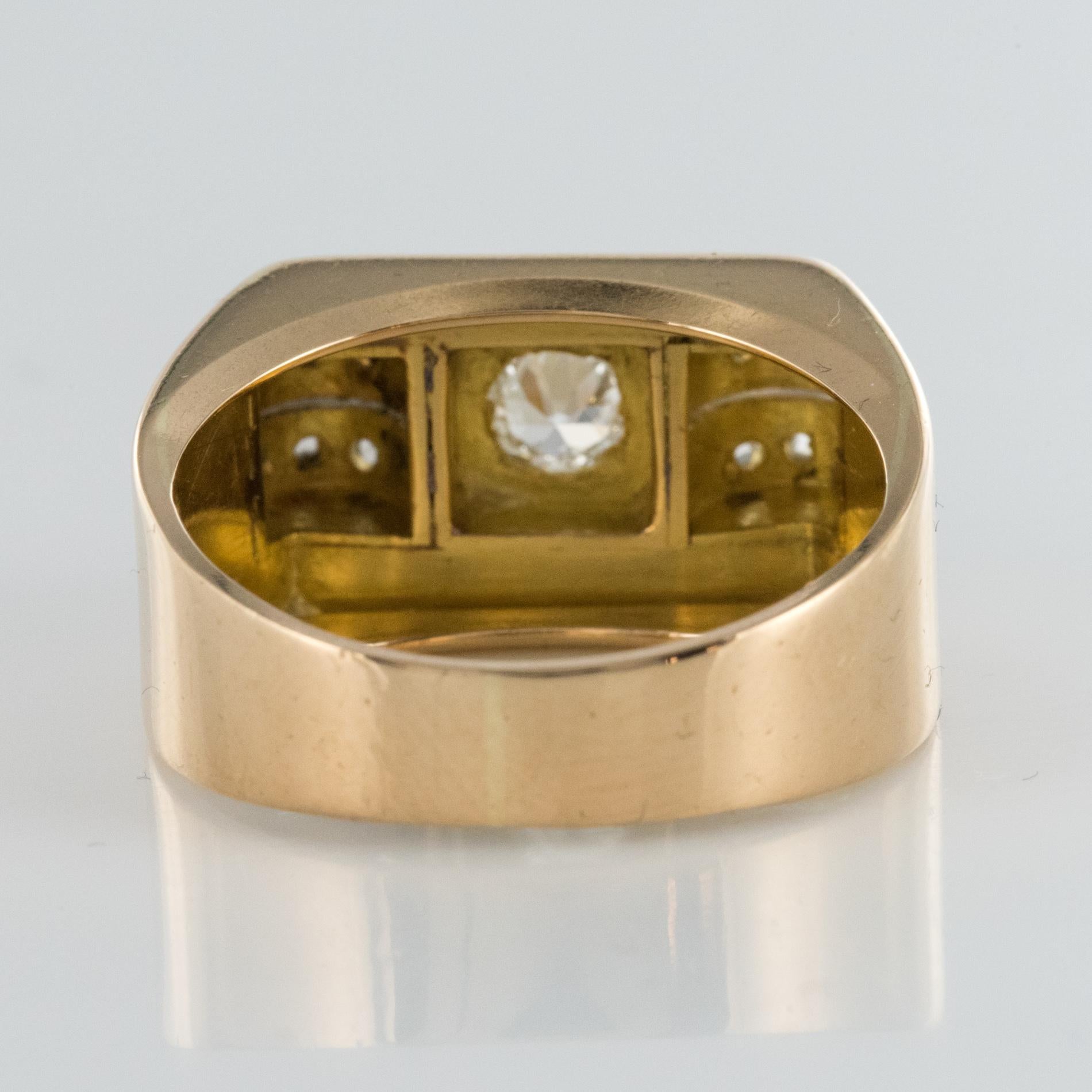 Women's 1950s Diamond 18 Karat Yellow Gold Tank Ring