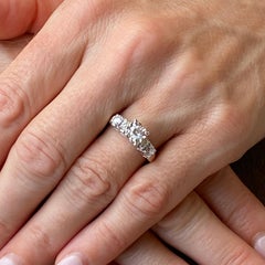 1950's Diamond 5 Stone Engagement Ring 14 Karat Two Tone Gold