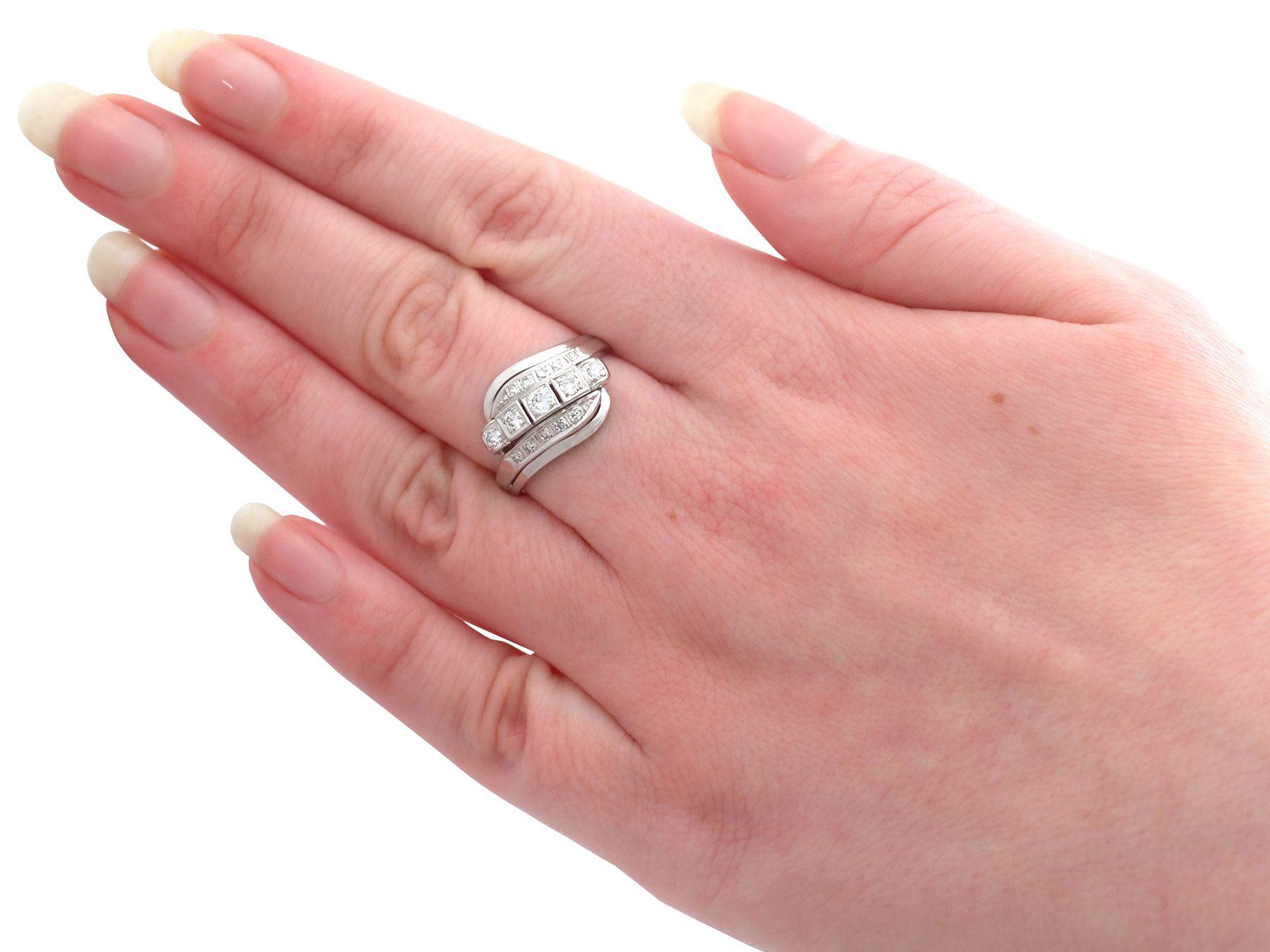 1950er Cocktailring aus Diamant und Weißgold im Angebot 1