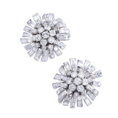 1950s Diamond and Platinum Flower Earrings