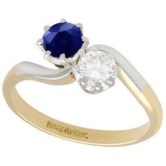 1950s Diamond and Sapphire Yellow Gold Twist Ring