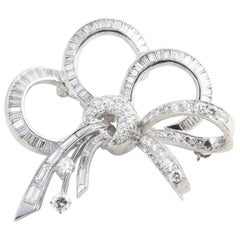 1950s Diamond and White Gold Bow Brooch