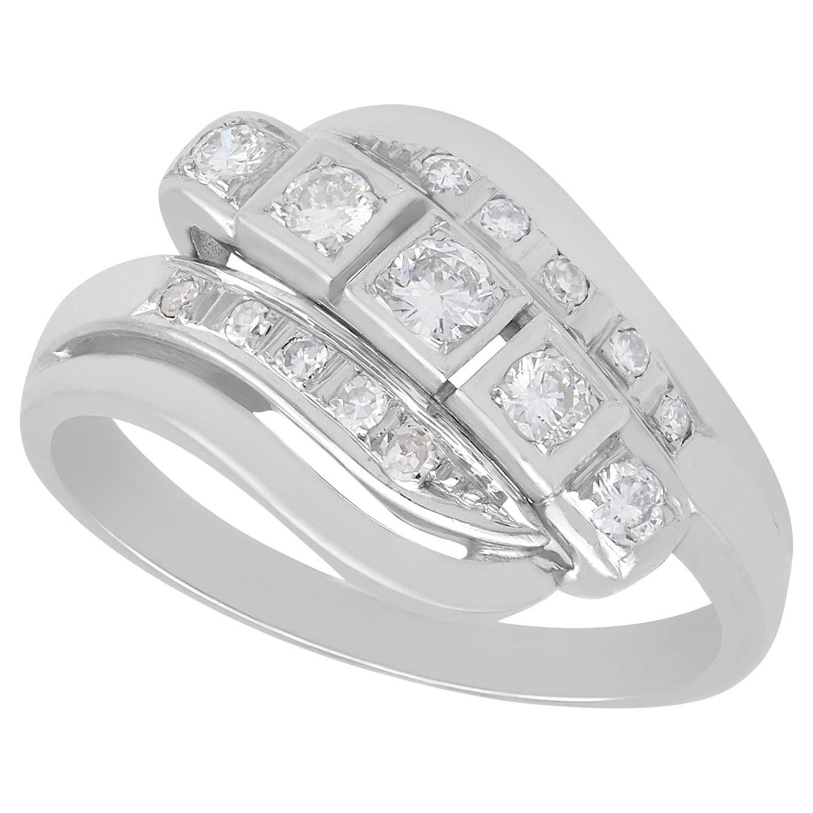 1950er Cocktailring aus Diamant und Weißgold