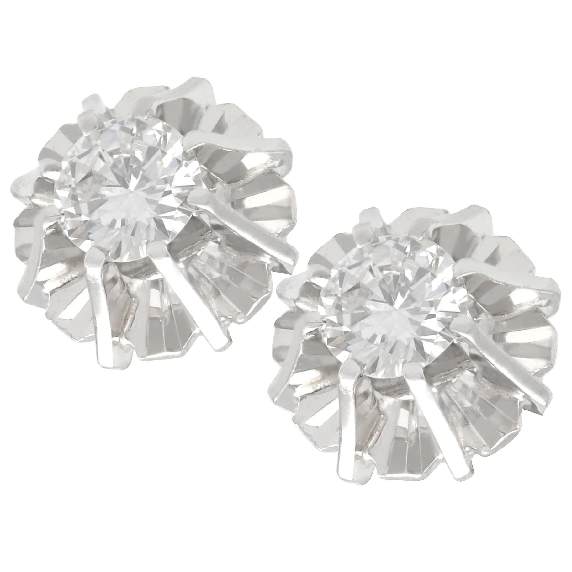 1950s Diamond and White Gold Stud Earrings