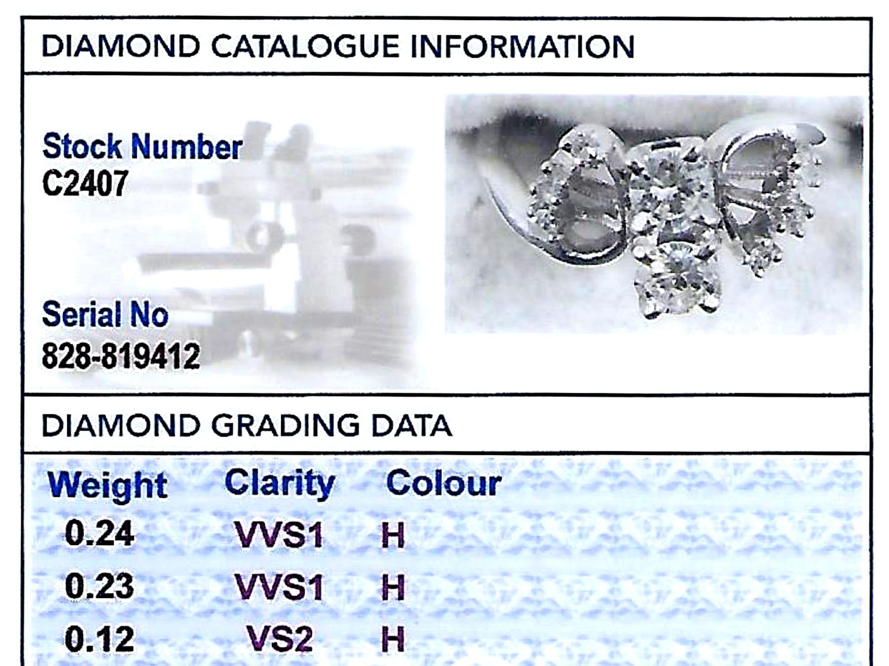 1950er Jahre Diamant und Weißgold Twist Verlobungsring im Angebot 5