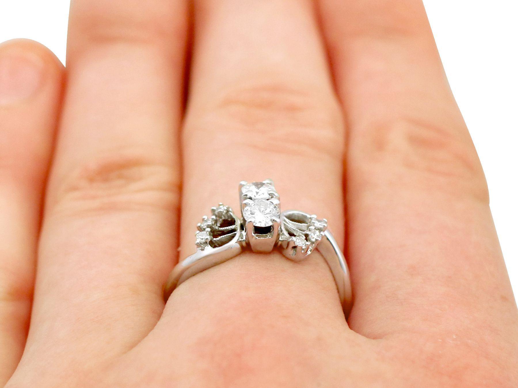 Women's 1950s Diamond and White Gold Twist Engagement Ring
