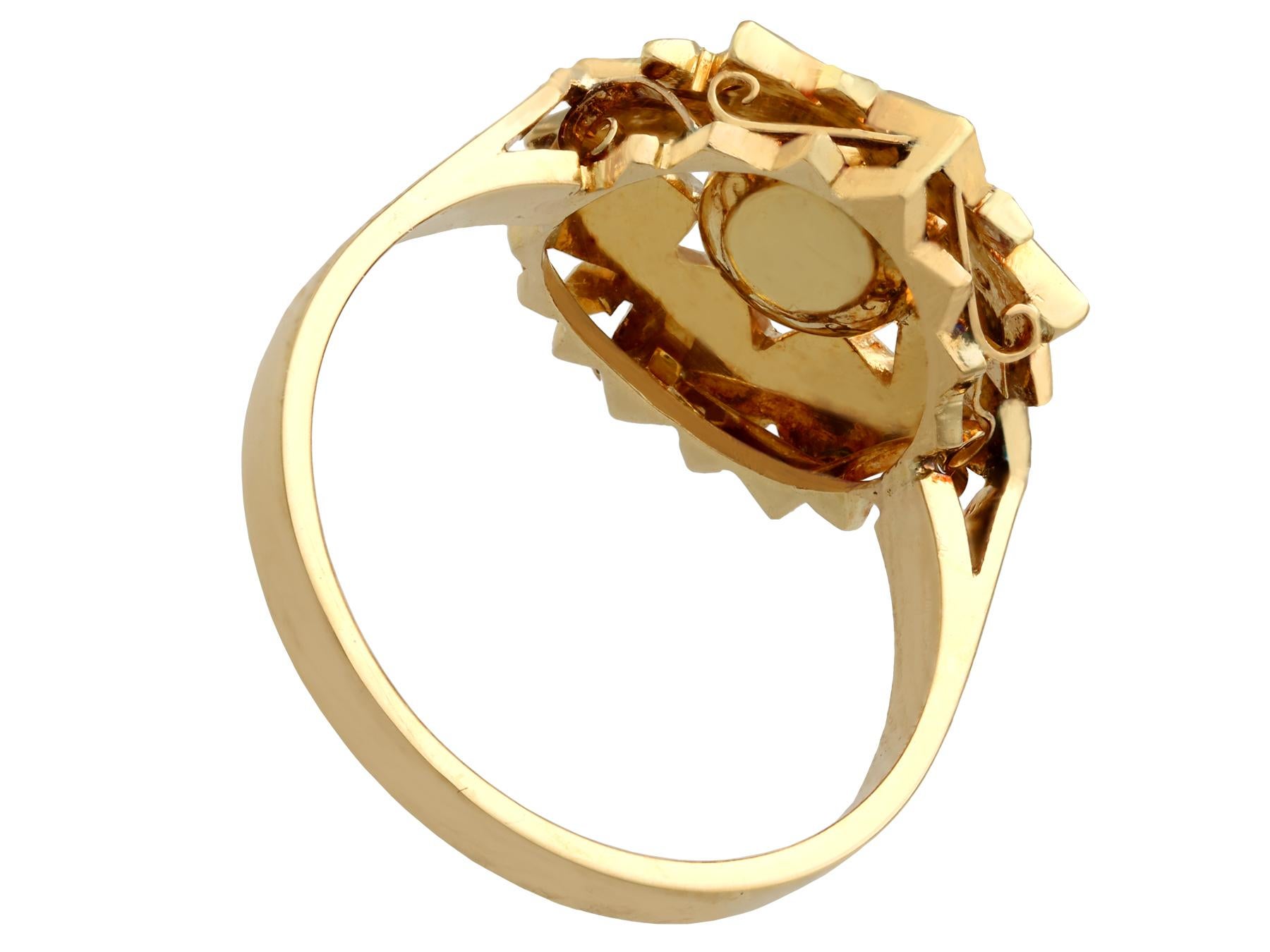 Women's 1950s Diamond and Yellow Gold Cluster Ring For Sale