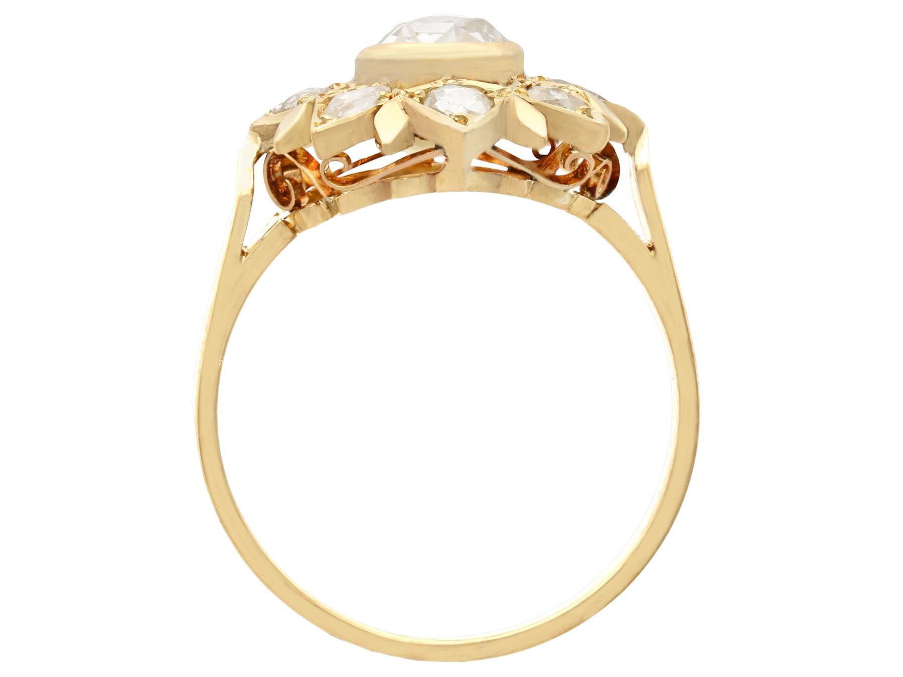 1950s Diamond and Yellow Gold Cluster Ring For Sale 1