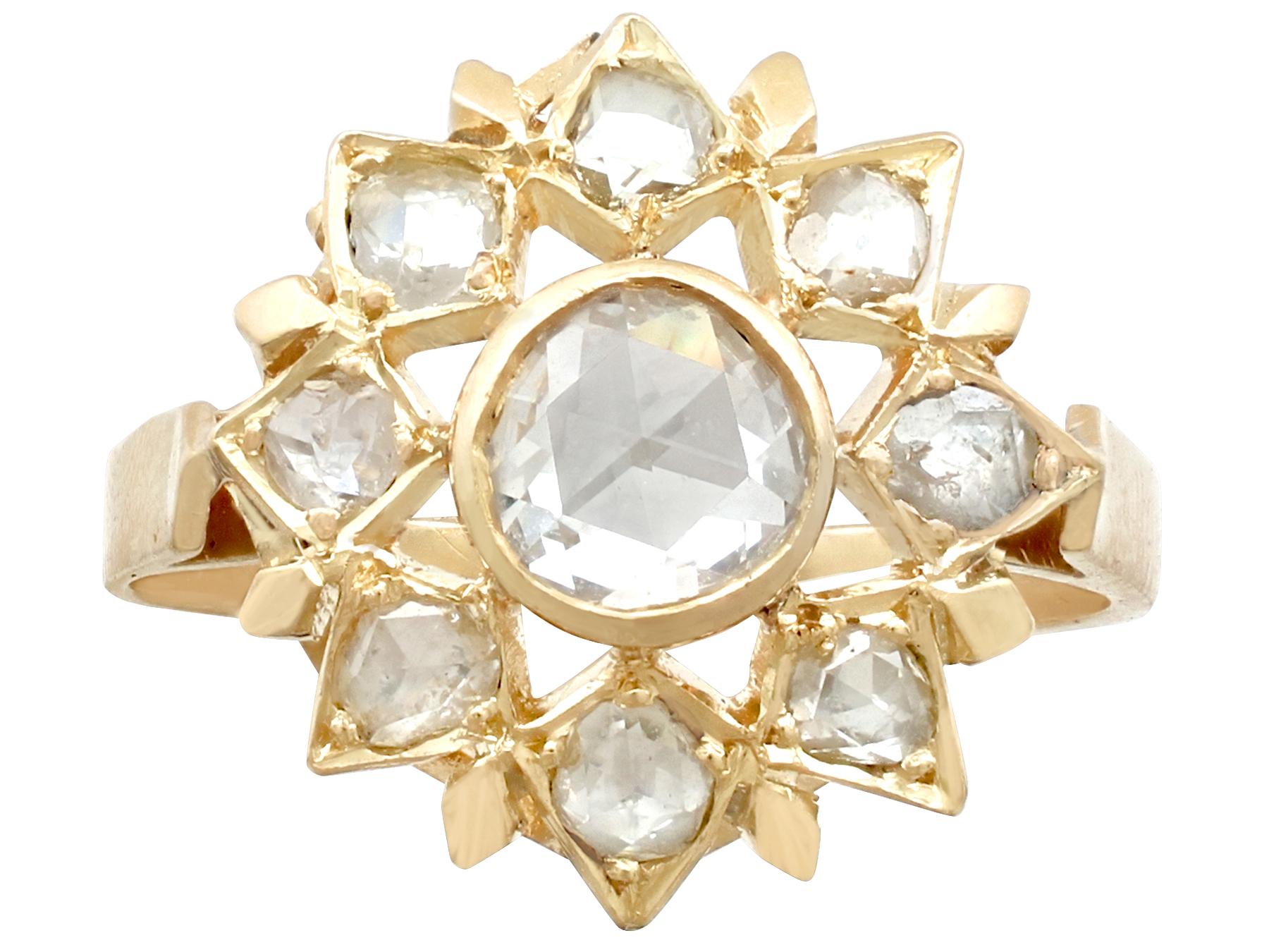 1950s Diamond and Yellow Gold Cluster Ring In Excellent Condition For Sale In Jesmond, Newcastle Upon Tyne